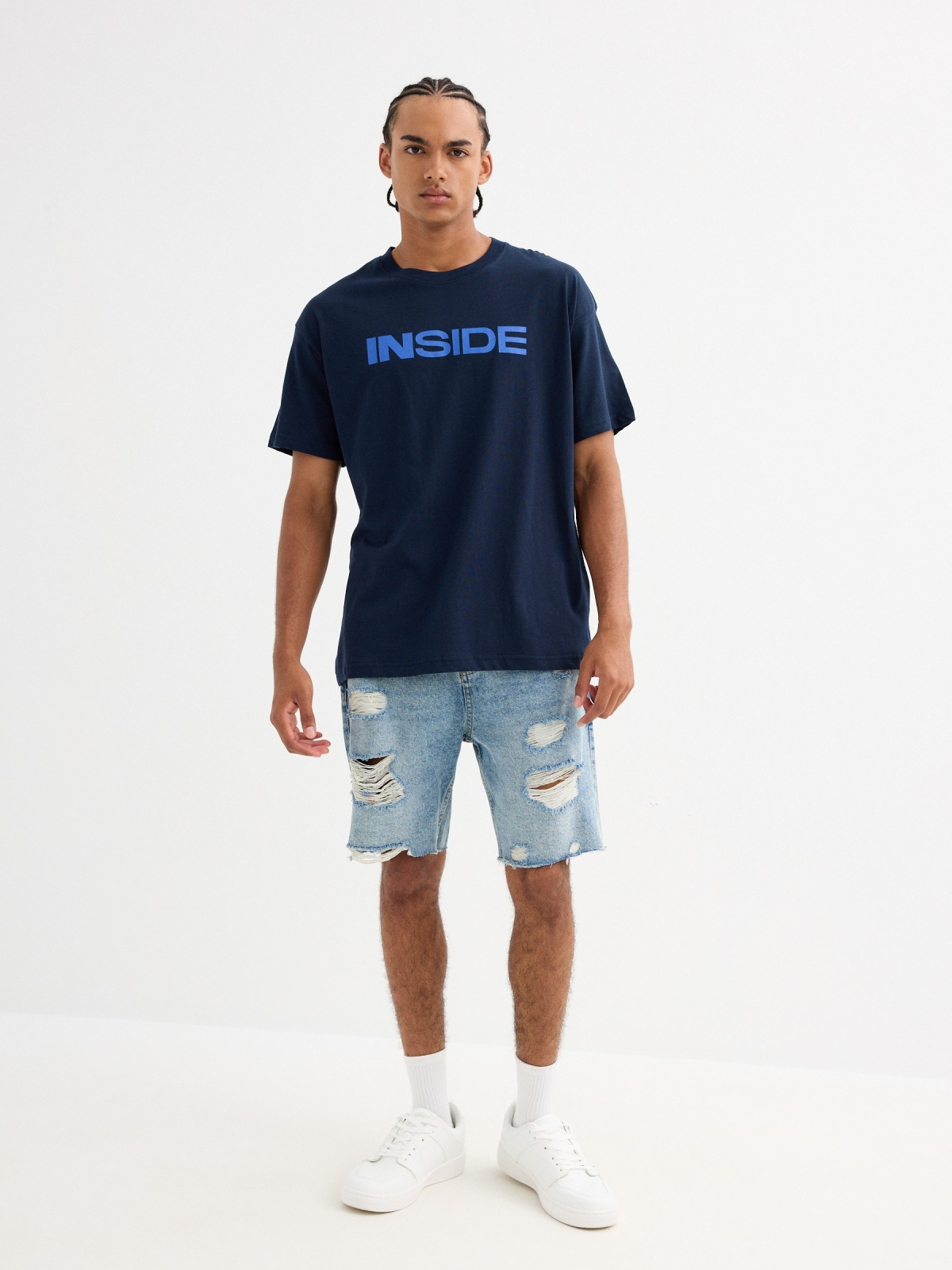 Inside logo t-shirt navy front view