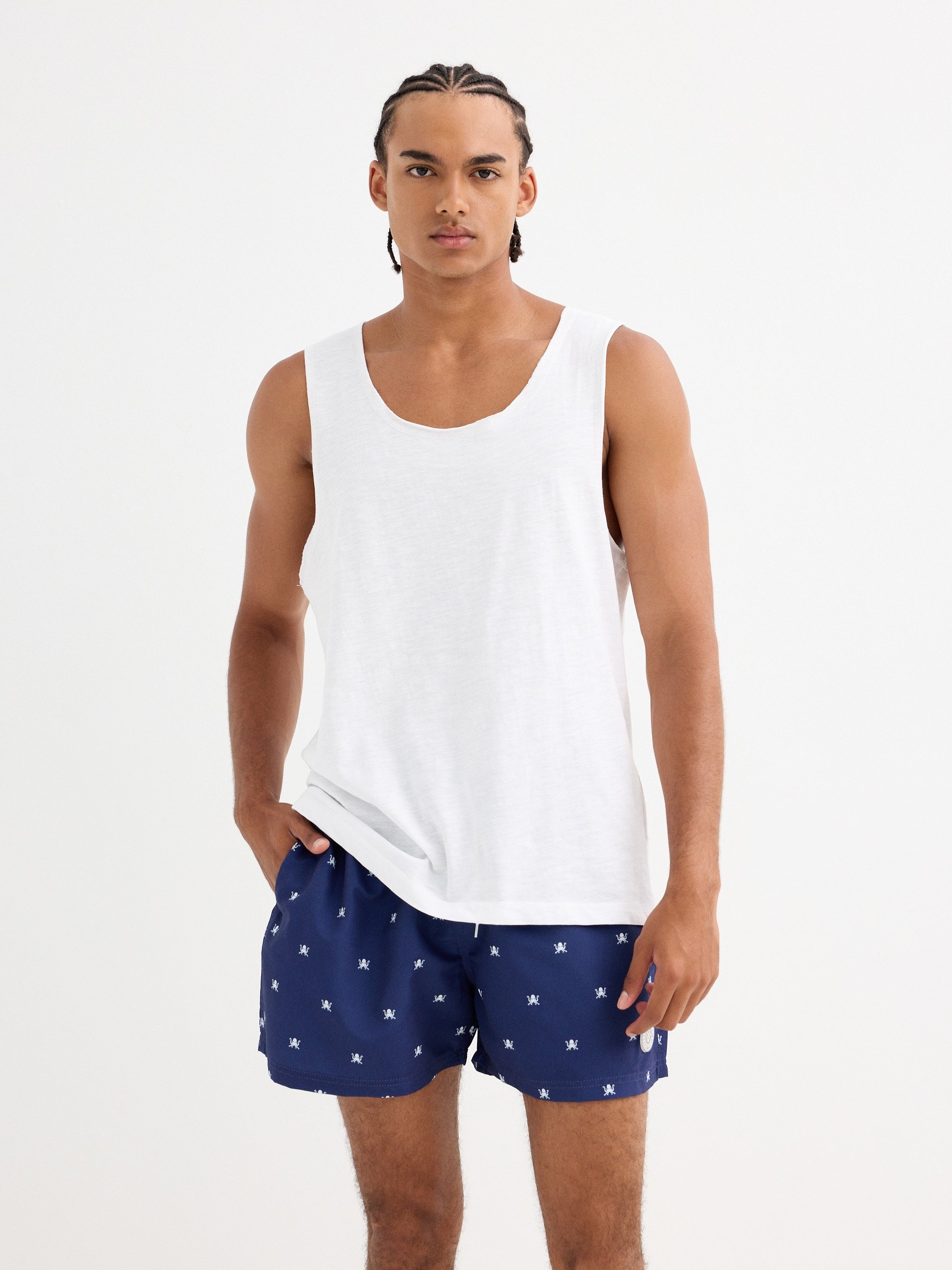 INSIDE Camiseta básica de tirantes, Blanco, L