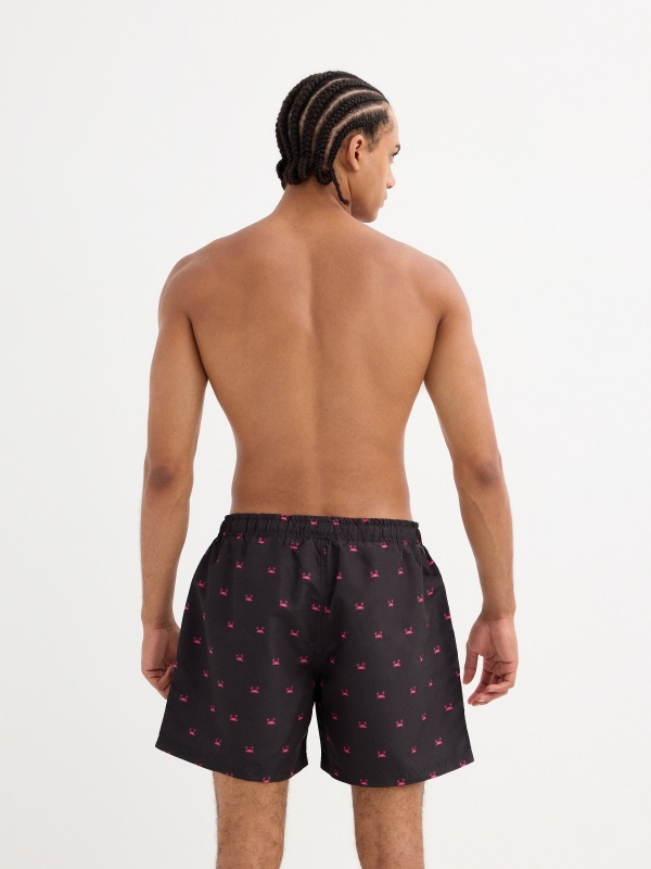 Crab print swimsuit black middle back view