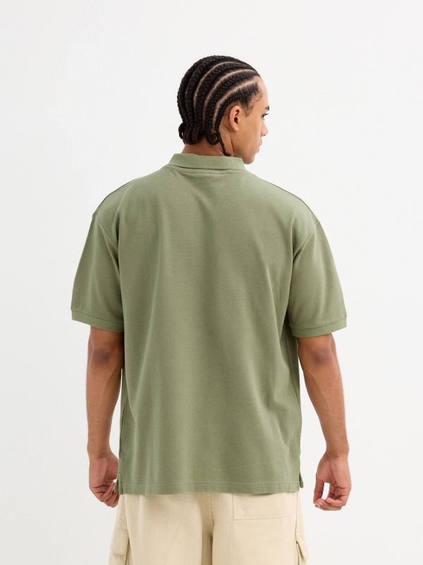 Basic polo khaki middle back view