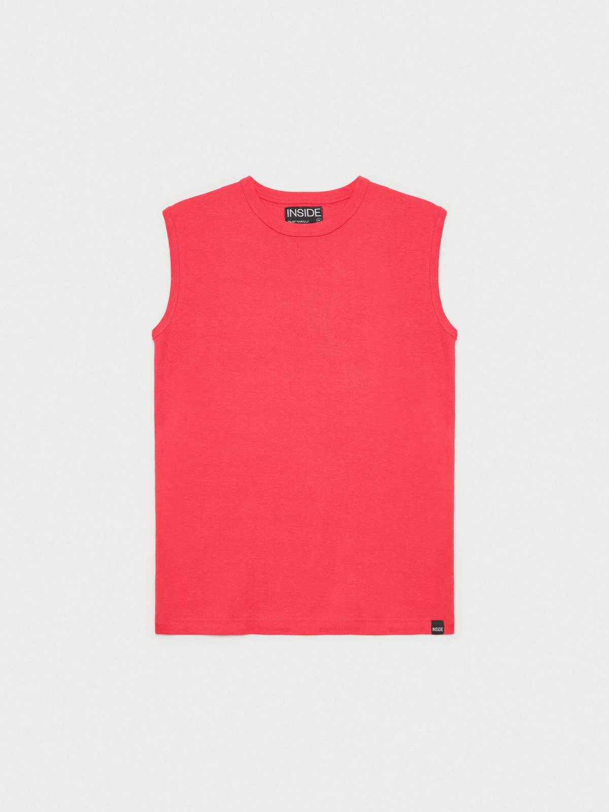 %Pto% T-shirt básica sem mangas vermelho vista frontal