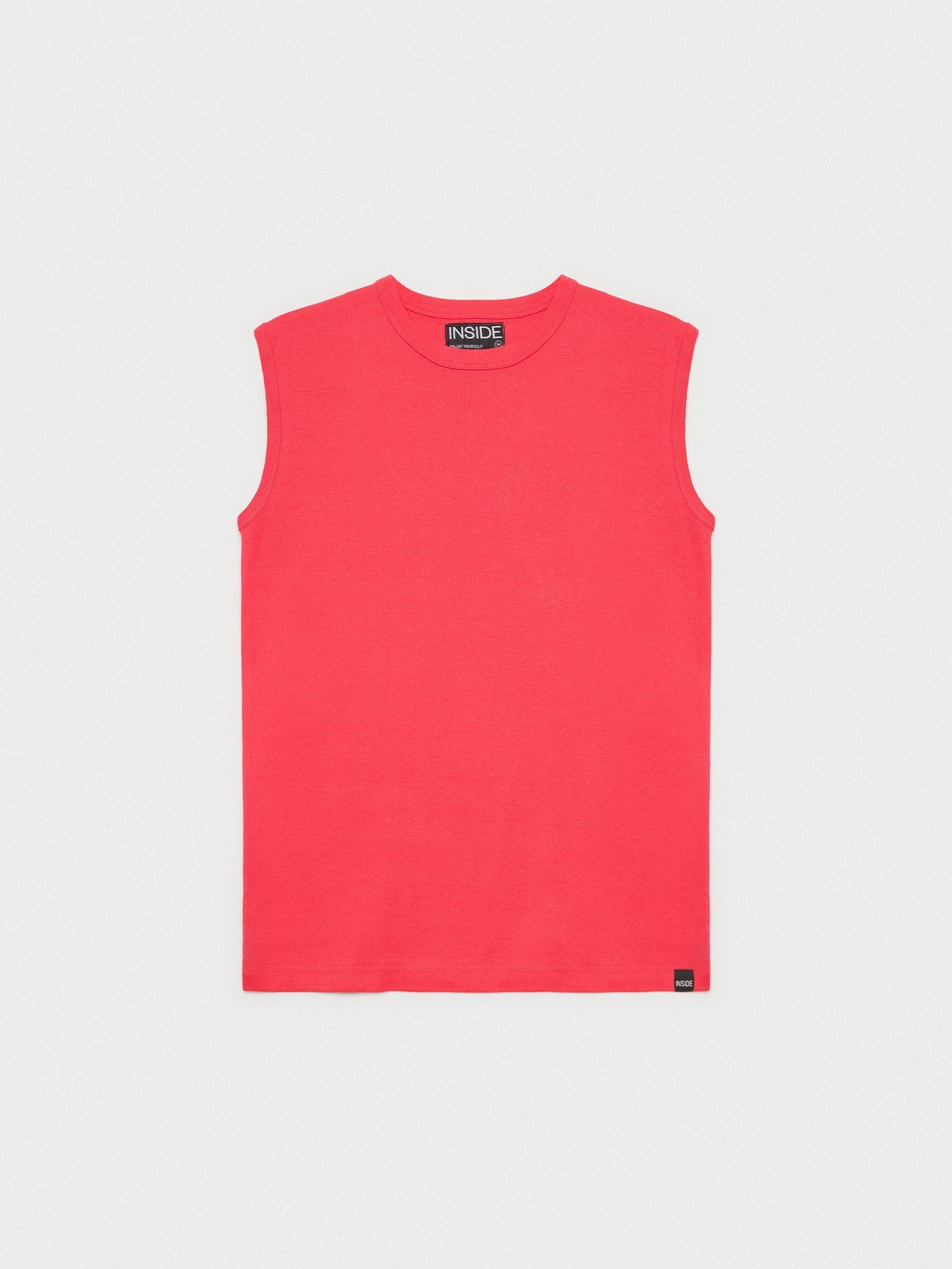 Camiseta básica sin mangas rojo vista media frontal