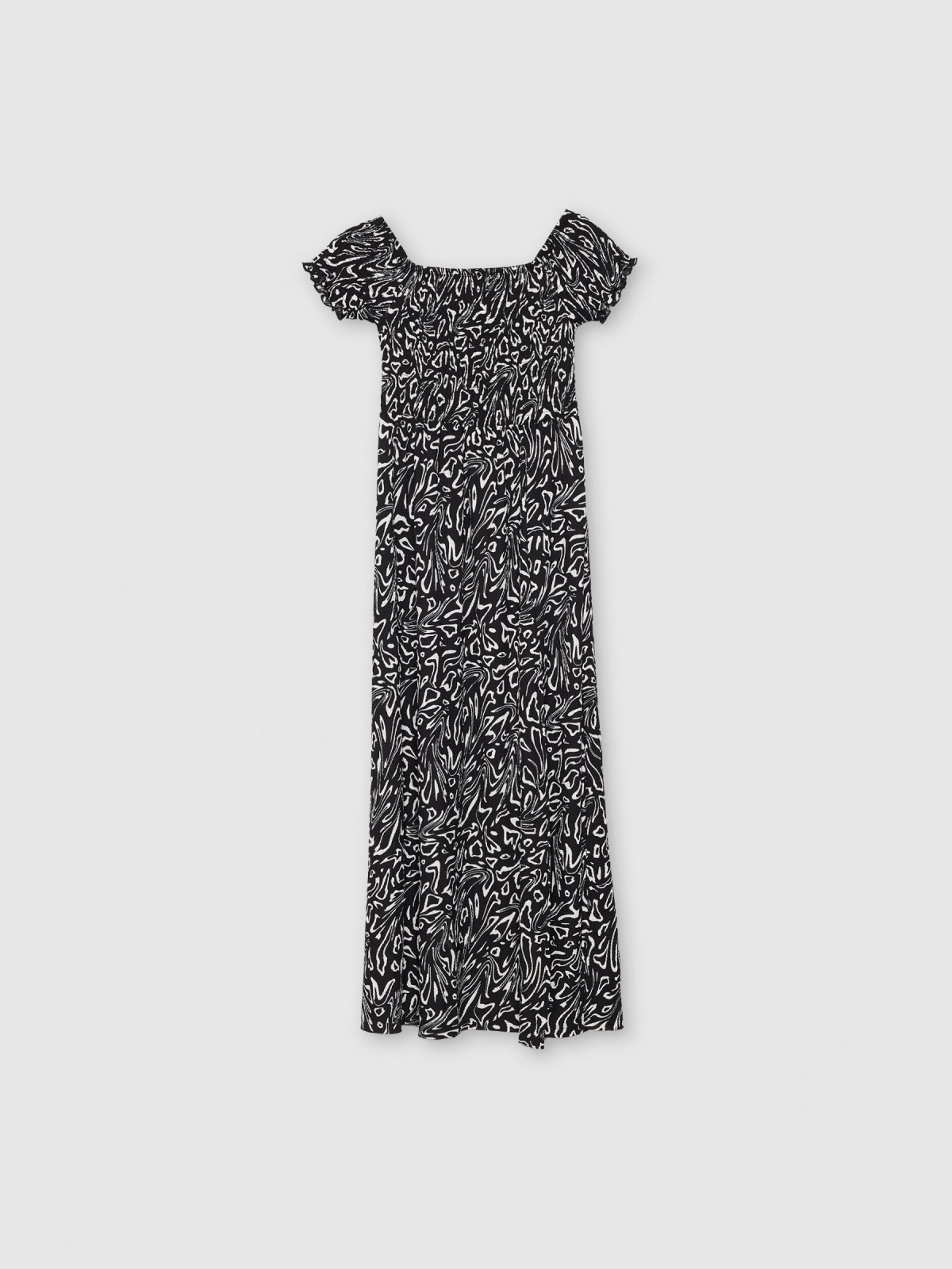  Vestido midi estampado apertura negro vista frontal