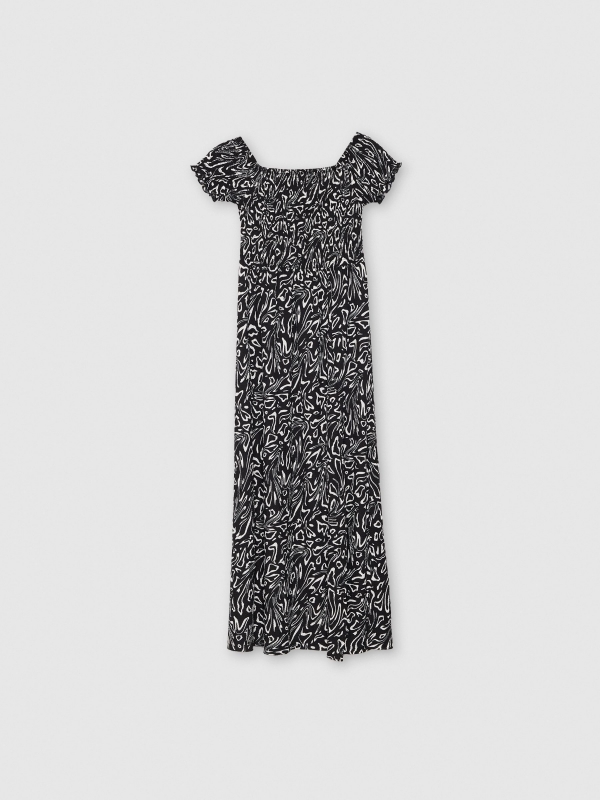  Vestido midi estampado apertura negro vista frontal
