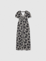 %Pto% Vestido maxi estampado negro vista frontal