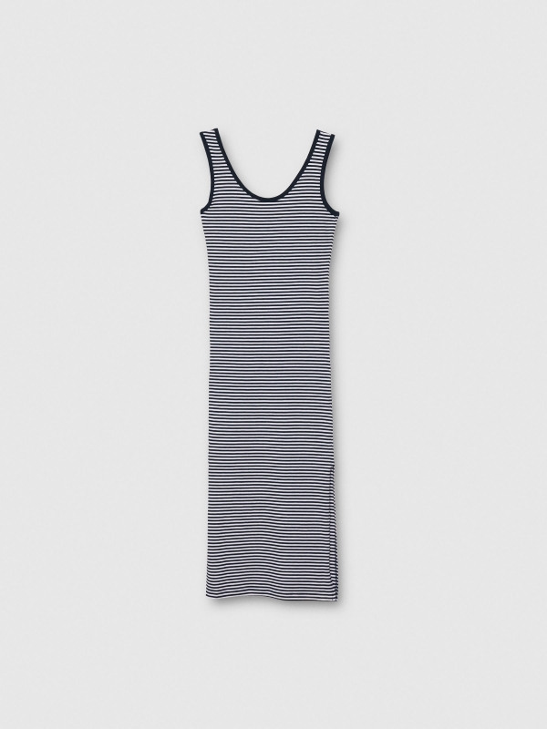  Striped midi dress navy front view