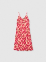 %Pto% Vestido midi folhas areia vista frontal
