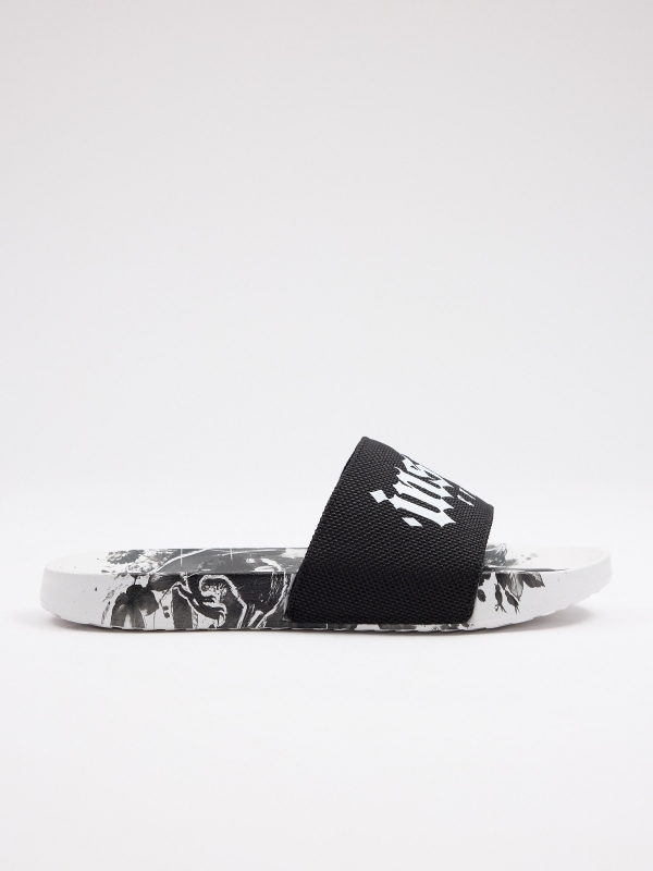 Black slide sandals black lateral view