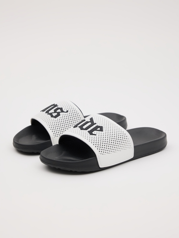 Slide sandals black 45º front view