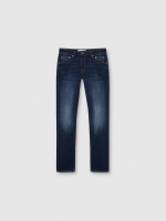 %Pto% Dark blue slim jeans with stitching blue front view