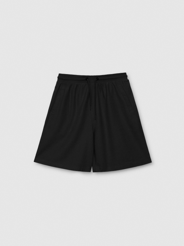 Plain sports Bermuda shorts black front view