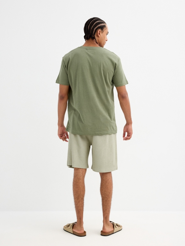 Plain sports Bermuda shorts greyish green middle back view