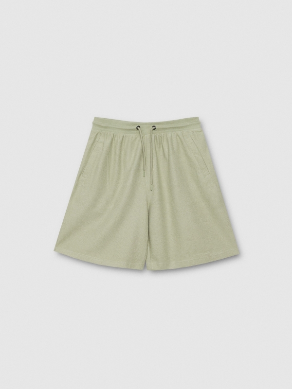  Plain sports Bermuda shorts greyish green front view