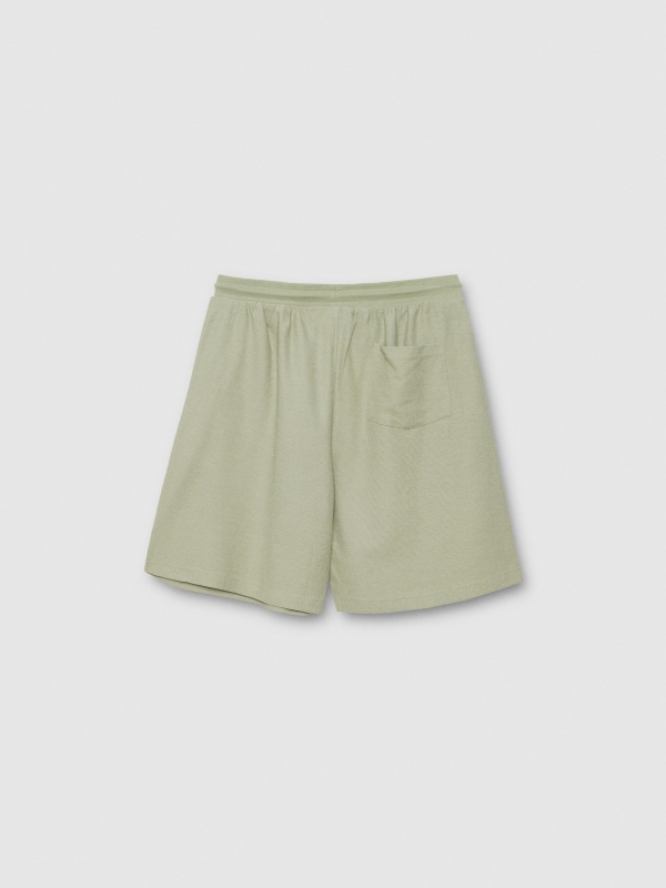Plain sports Bermuda shorts greyish green back view