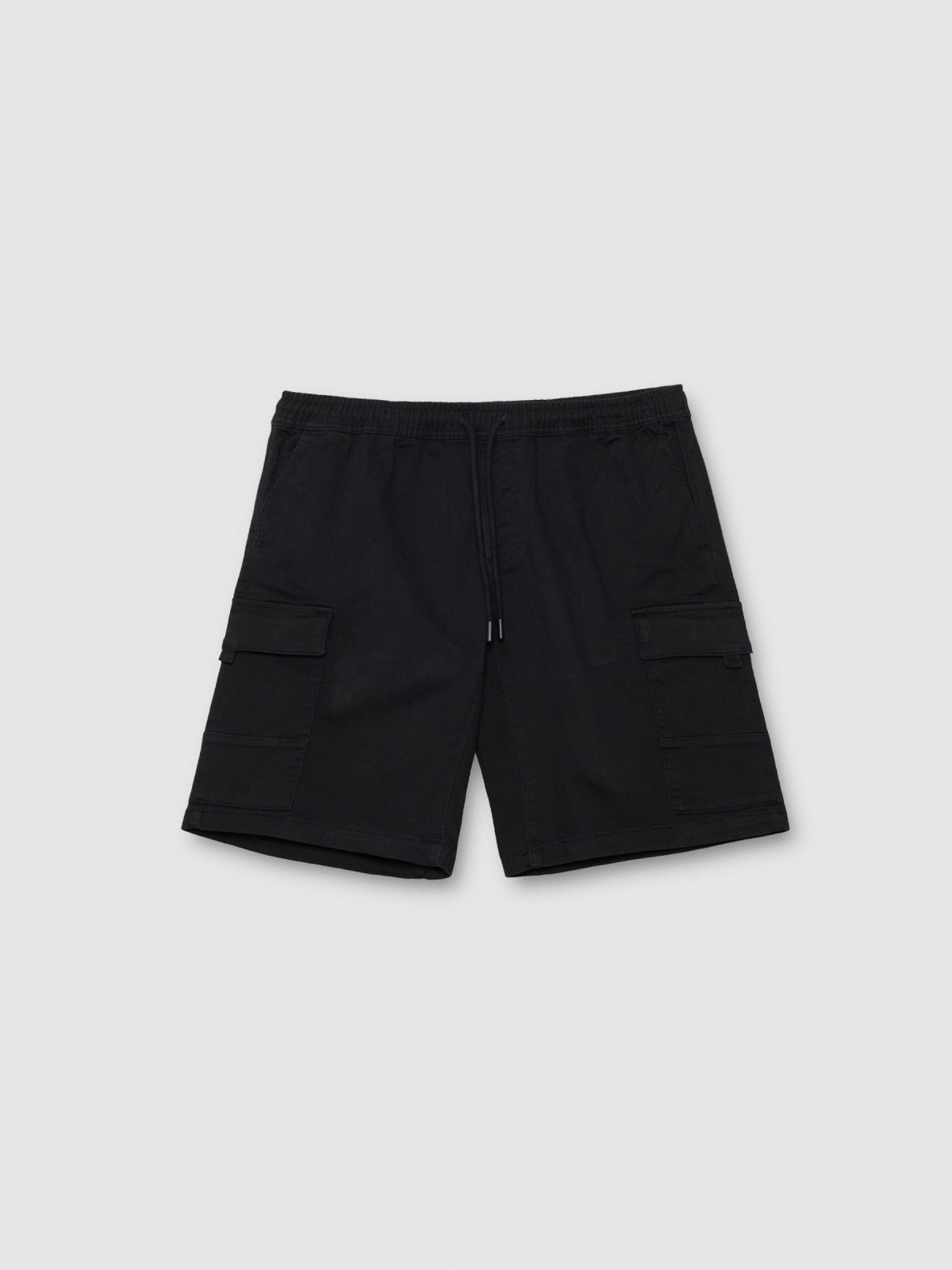 %Pto% Bermuda multi-pocket jogger black front view