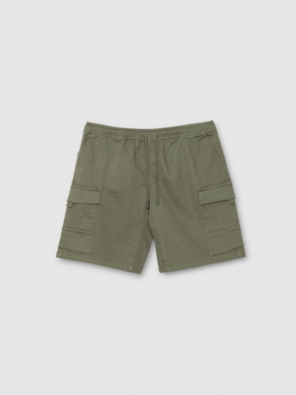 Bermuda jogger multibolsillos verde vista frontal