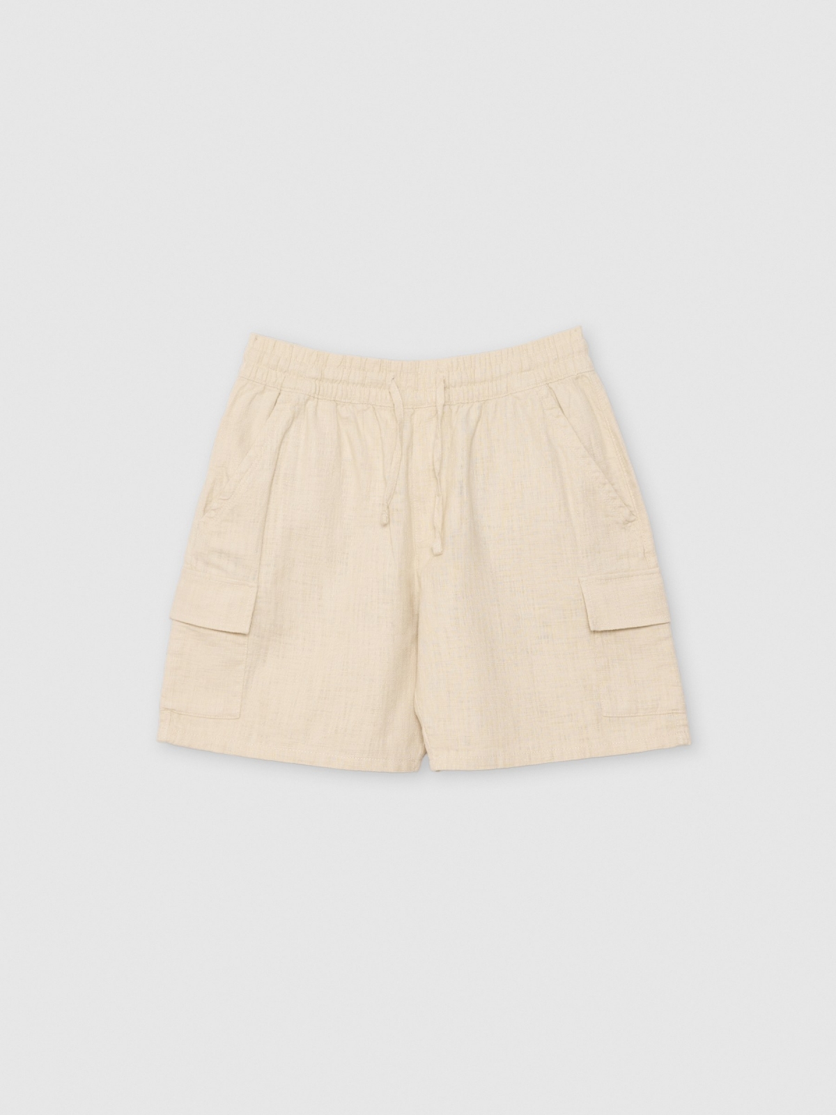  Bermuda cargo multibolsillos beige vista frontal