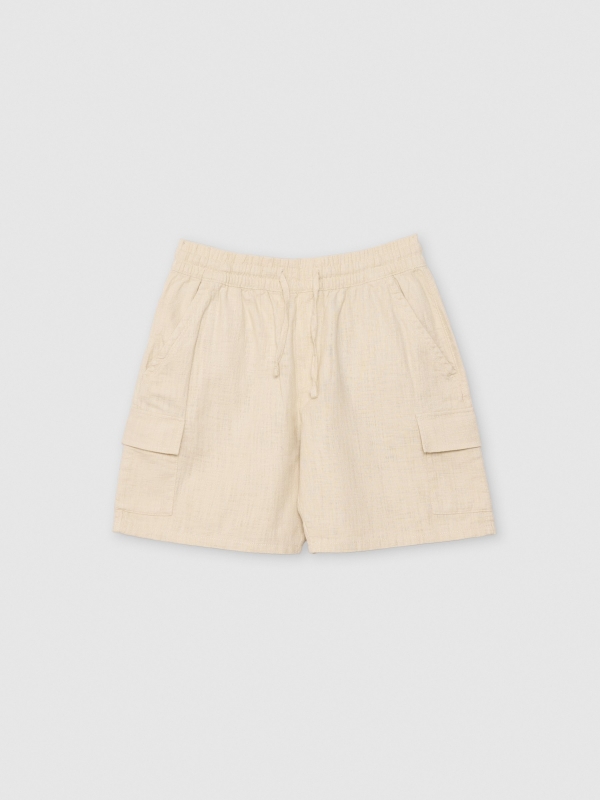  Bermuda cargo multibolsillos beige vista frontal