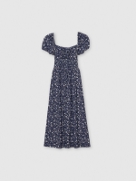 %Pto% Vestido midi estampado floral azul marino vista frontal