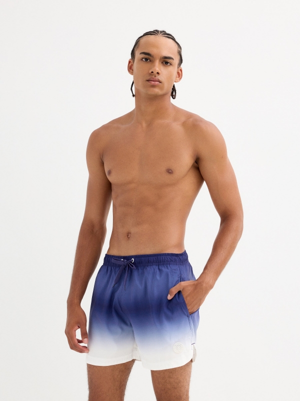 Gradient print swimsuit blue middle front view