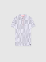 %Pto% Geometric print polo shirt white front view