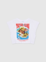 %Pto% Camiseta crop sin mangas Tropical Island blanco vista frontal
