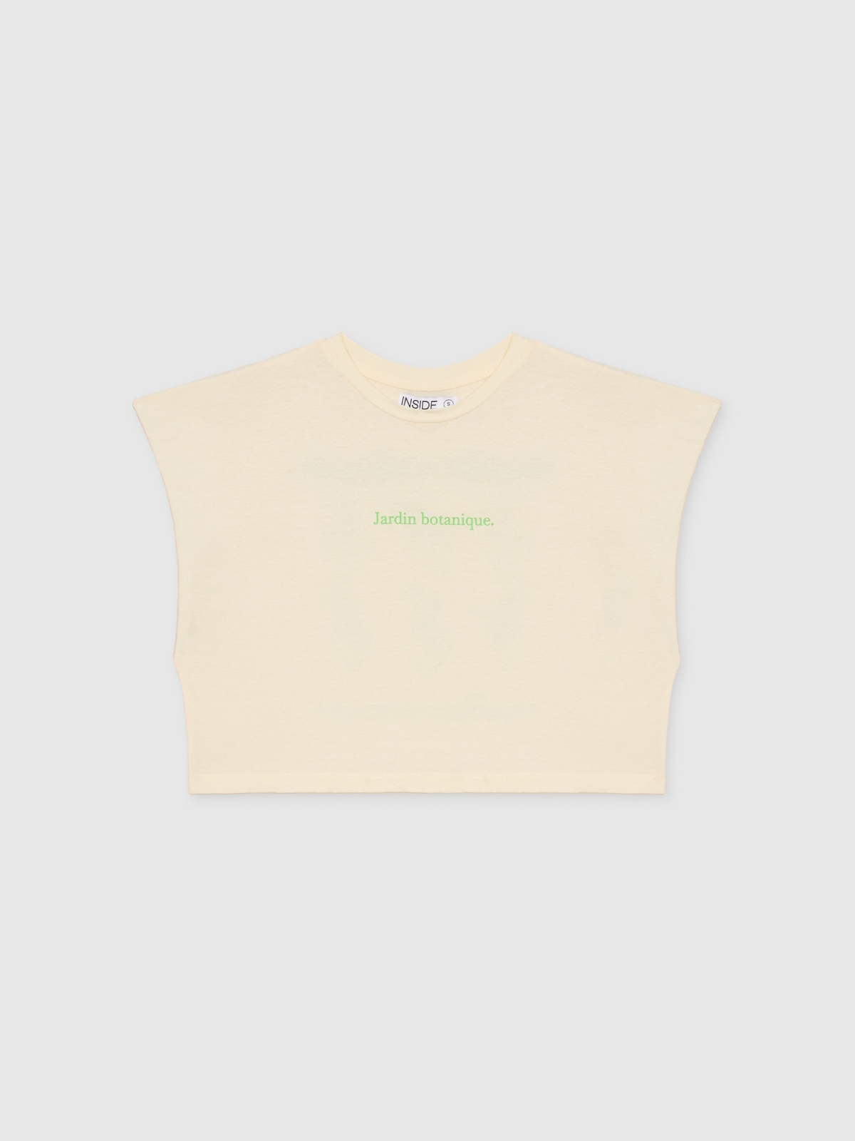  Camiseta cropped sem mangas Jardim Botânico off white vista frontal