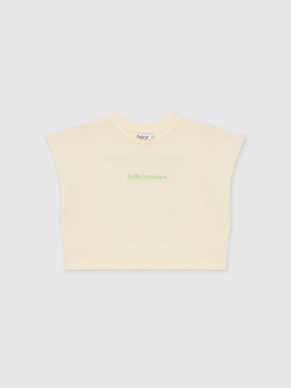  Camiseta cropped sem mangas Jardim Botânico off white vista frontal