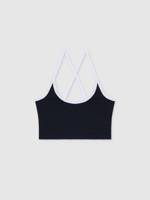  Cross-back tank top navy front view