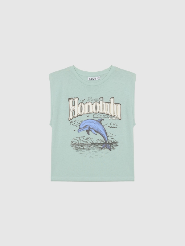  Sleeveless shirt Honolulu aquamarine front view