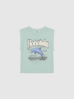 %Pto% Sleeveless shirt Honolulu aquamarine front view