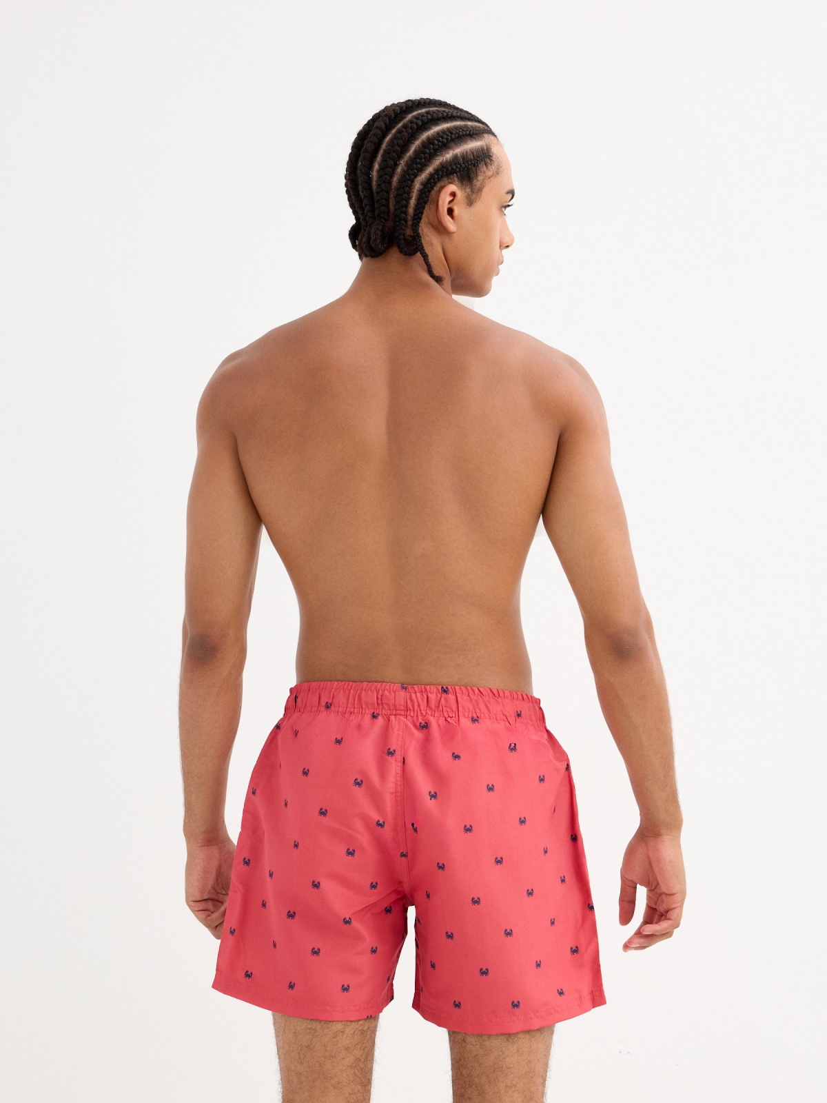 Crab print swimsuit red middle back view