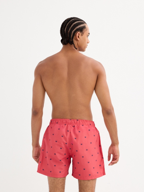 Crab print swimsuit red middle back view