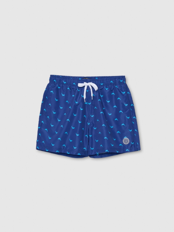  Dolphin print swimsuit blue front view