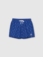 %Pto% Dolphin print swimsuit blue front view