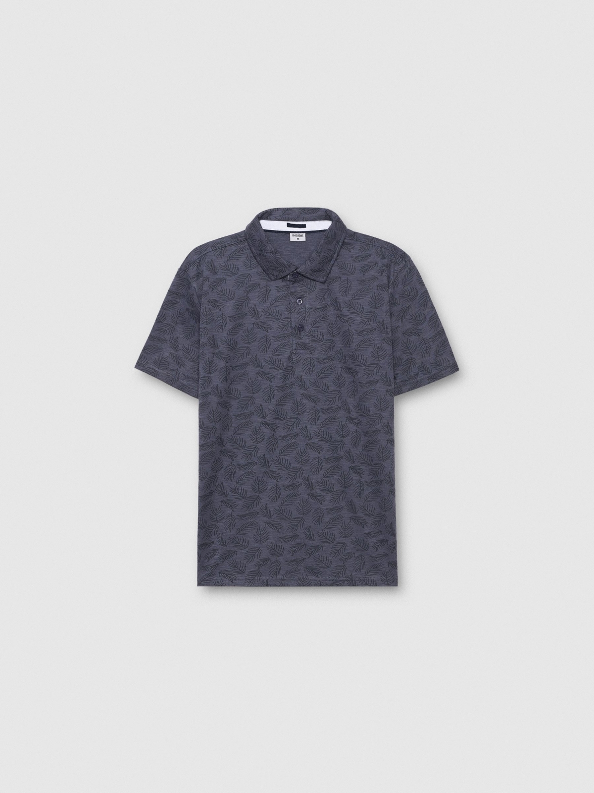  Leaf print polo navy front view