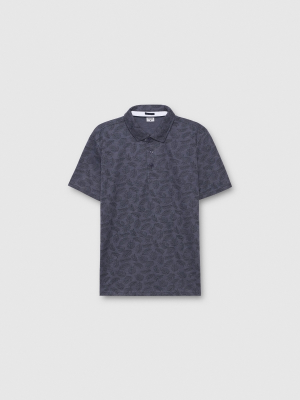  Polo estampado hojas azul marino vista frontal