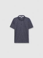 %Pto% Polo estampado hojas azul marino vista frontal