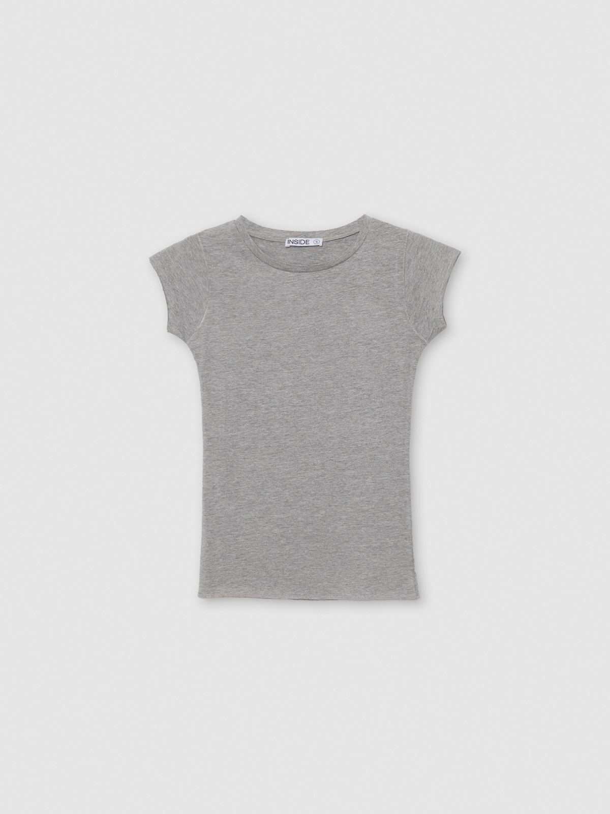  Basic round neck t-shirt grey front view
