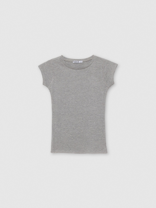 Basic round neck t-shirt grey front view