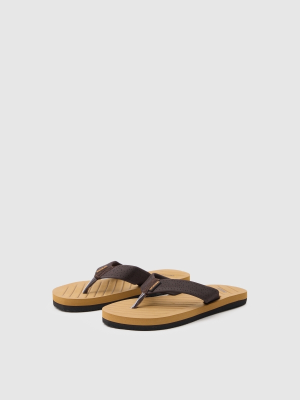 Brown flip flop dark brown lateral view