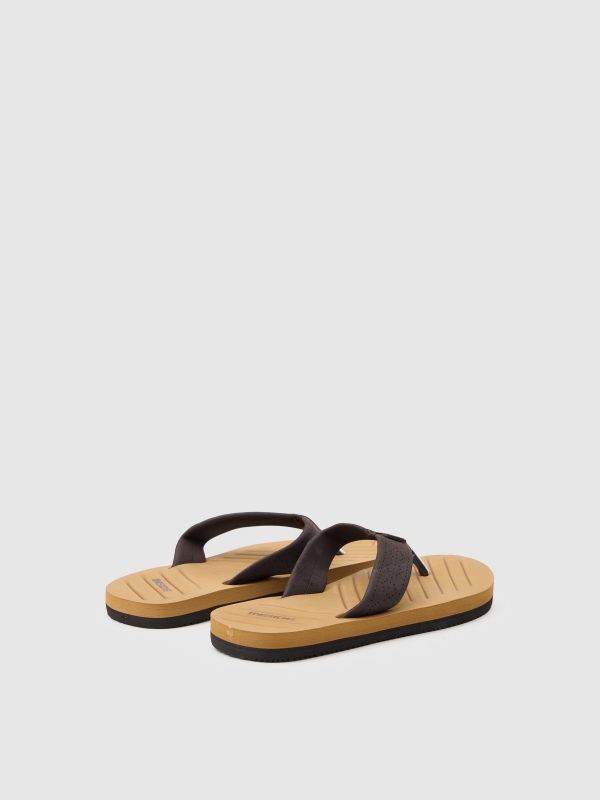 Brown flip flop dark brown 45º front view