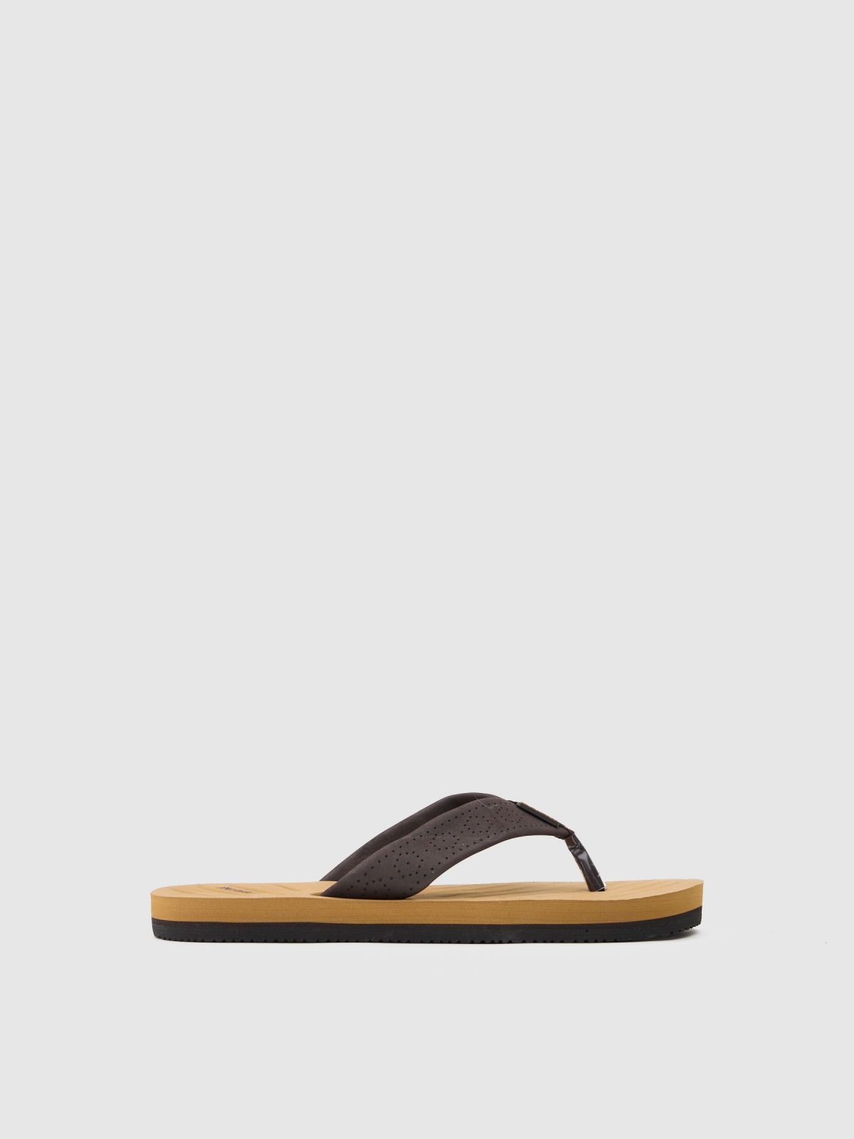 Brown flip flop dark brown 45º back view