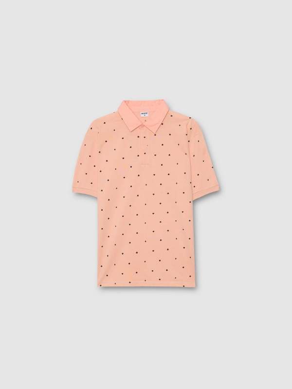  Printed miniprint polo nude pink front view