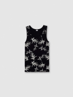 %Pto% Camiseta de tirantes estampado tropical negro vista frontal