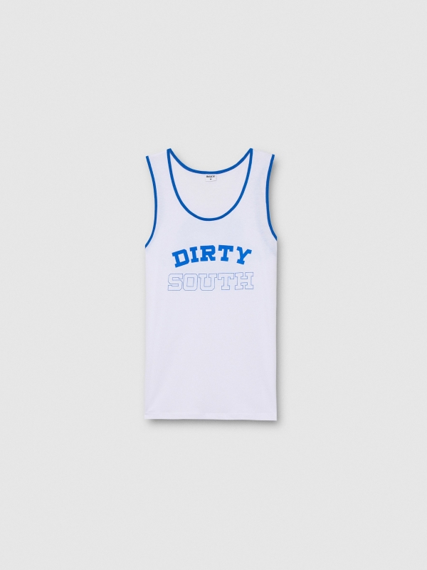  Text print tank top white front view