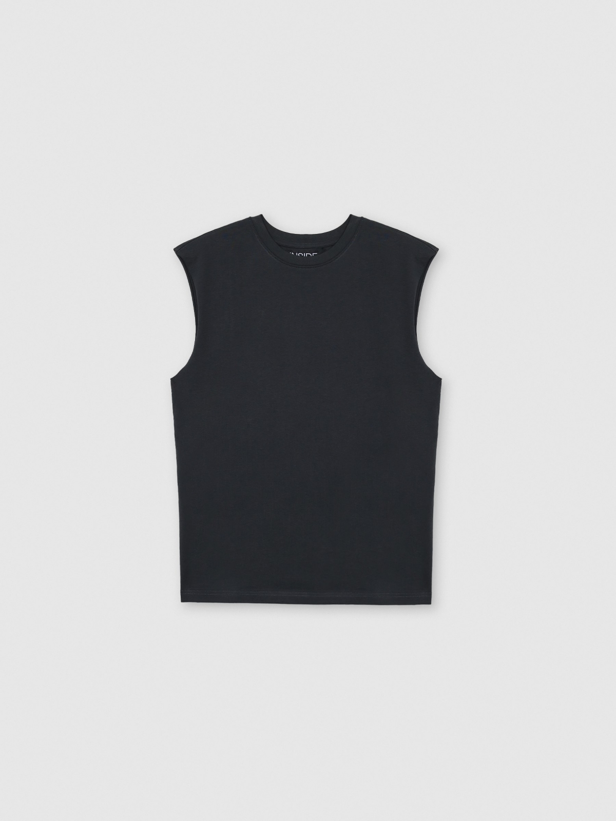  Basic sleeveless shirt dark grey front view