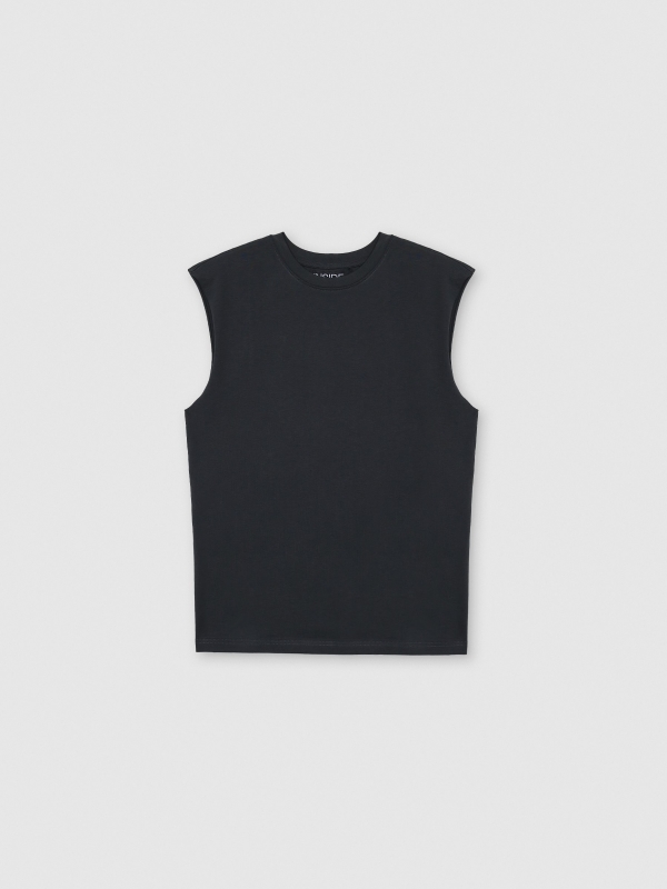  Basic sleeveless shirt dark grey front view