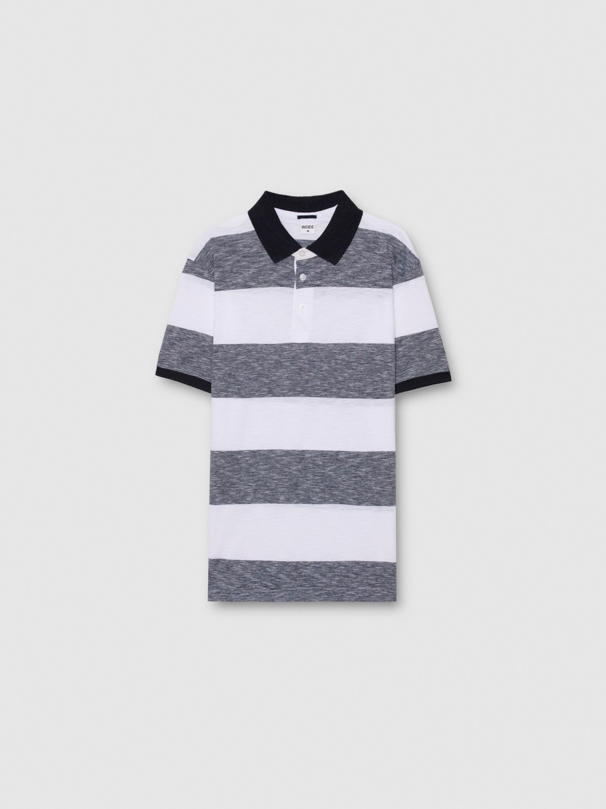  Woven striped polo white front view