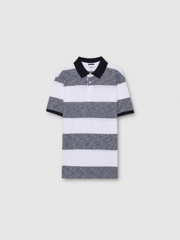  Woven striped polo white front view